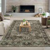 Garvee 9x12 Living Room Area Rug Vintage Distressed Bedroom Rug Indoor Non-Slip Throw Floor Cover Stain Resistant Large Dining Room Traditional Accent Carpet Washable for Home Office, Brown - Brown