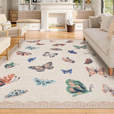 Garvee Area Rug 5x7, No Slip Washable Butterfly Pattern Rug, Low-Pile, Apricot, Living Room Bedroom Dining Room - Apricot
