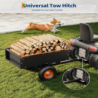 Garvee Heavy Duty ATV Trailer Steel Dump Cart 750 LBS Load 15 Cu Ft Volume Reinforced Steel Removable Sides 16" Air Tires Garden Utility