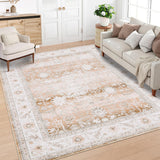 Garvee Large Area Rug Washable Ultra Soft Low Pile Office Rug Stain Resistant Modern Floral 10x13 Brown - Taupe