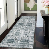 Garvee Runner Rug 2x6 Vintage Hallway Rug Washable Runner Rug Non Slip Stain Resistant Soft Rugs Laundry Room Rrug Low Pile Distressed Rug for Kitchen Bathroom Bedroom, Grey Multi - Gray Multi