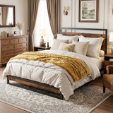 Garvee 6 Inch Twin Bed Frame with Headboard and Footboard, Heavy Duty Slats Support with Under Bed Storage, Non-Slip, Easy Assembly, Rustic Brown - Brown|6INCH