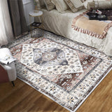 Garvee Rug 5x7 Living Room Rug Washable Rugs for Bedroom Ultra-Soft Indoor Kitchen Rug Vintage Floral Distressed Carpet Non Slip Backing Foldable Thin Rug for Dining Nursery Dorm Office Rust - Red