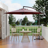 Garvee 10' Offset Patio Umbrella, Cantilever Umbrella with Easy Lift & Tilt Adjustment, 8 Ribs Sun Umbrella UV Protection, Wine Red - Wine Red