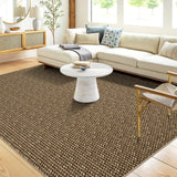 Garvee Washable Area Rug 9x12 Large Rug Modern Solid Rug Neutral Rug Non Slip Low Pile Living Room Rug Contemporary Braided Print Throw Carpet for Bedroom Dining Room Nursery Home Office,Brown - Brown