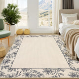 Garvee Washable Living Room Area Rug 5x7 Soft Non Slip Bedroom Rug Geometric Leaf Print Beige Black - Beige