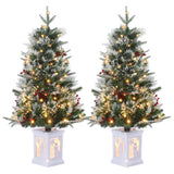 Garvee 3 FT Christmas Tree, Pre-Lit Christmas Tree with 78 LED Lights, Battery-Powered，Artificial Christmas Tree with Illuminated Base, Ideal Decor for Christmas Celebrations - Snowman-2 Pack