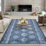 Garvee Large Area Rugs 8x10 Living Room Rug Bohemian Throw Rugs with Rubber Backing Washable Rugs Bedroom Rugs Soft Rug No Shedding Floor Mats Vintage Area Rugs for Office Rug Brown/Green 8'x10' - Blue