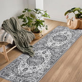 Garvee 2x6 Hallway Runner Rug Machine Washable Kitchen Runner Rug Indoor Vintage Rug Retro Distressed Carpet for Living Room Bedroom Laundry, Grey - Gray