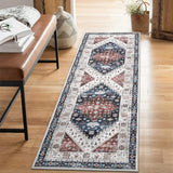 Garvee 2×6 Runner Machine Washable Rug Vintage Distressed Area Rug Non-Slip Throw Floor Carpet Cover Boho Accent Rug Traditional Rug Home Decor for Living Room Bedroom Laundry，Blue - Blue