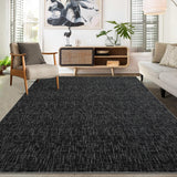 Garvee Washable Rug 10x13 for Living Room Modern Abstract Area Rug Non-Slip Large Contemporary Bedroom Rug Stain Resistant Aesthetic Accent Floor Carpet Foldable Solid Rug for Home Office, Black - Black