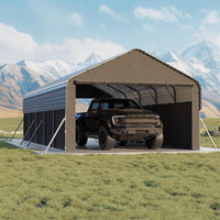 Garvee 12'X24'X9' Enclosed Oversized Metal Carport, Steel Heavy Duty Carport for All-Weather, Permanent Shelter for Full-Size Pickup Trucks, Boats, and Tractors