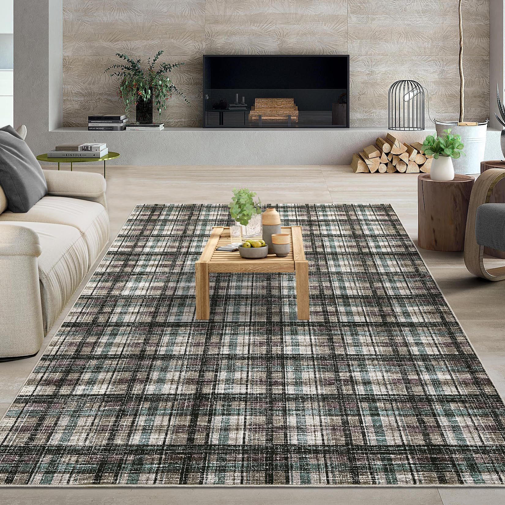 GARVEE Washable Area Rug 10x13 Soft Pearl Velvet Non-Slip TPR