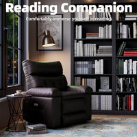 Garvee Extra Wide Comfort Recliner Chair for Adults - Oversized Manual PU Faux Leather Sofa - Overstuffed Arms & Back, Side Pocket, Comfortable Reclining - Living Room, Bedroom - Coffee