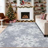 Garvee Christmas Rug 5x7 Snowflake Winter Washable Area Rug Non-Slip Backing Stain Resistant Ultra-Thin Grey - Snowflake|Gray
