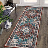 Garvee Area Rug 2x6 Vintage Runner Rug Medallion Entryway Mat Washable Rug Boho Floral Hallway Runners Bedroom Bedside Laundry Runners Indoor Oriental Floral Rug Non-Slip Boho Kitchen Runners Brown - Brown