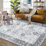 Garvee Boho Washable Rugs 5x7 Rug for Living Room Bohemian Vintage Rug Non Slip Large Area Rug for Bedroom Decor Soft Faux Wool Stain Resistant Carpet for Office Nursery Dining Room 5'x7' Grey - Gray