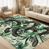 Garvee Large 9x12 Washable Tropical Jungle Snake Rug With Non-Slip Backing For Living Room Bedroom Nursery Beige Green - Beige/Green
