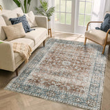 Garvee 5x7 Washable Vintage Faux Wool Area Rug Non-Slip Brown for Home Decor Entryway Bedroom Living Room Office Kitchen - Brown