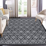 Garvee Area Rugs 8x10 Modern Floral Distressed Rug Machine Washable Area Rug Low Pile Non-Shedding Thin Floor Carpet Non-Slip Boho Rug for Living Room Bedroom Home Office Nursery Dining Room Black - Black