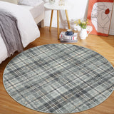 Garvee Modern Plaid Area Rug Washable Soft Non-Slip Low Pile Carpet for Living Room Bedroom Nursery Office, Classic Farmhouse Rustic, 0.23" Thickness, Multi-Color - Grayish Green