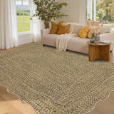 Garvee Imitation Braided Collection-Print 4x6 Bedroom Washable Area Rug Non Slip Rubber Backing Rustic Accent Rug Soft Low Pile Farmhouse - Natural