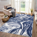 Garvee Modern Abstract 5x7 Area Rug Washable Rugs Stain Resistant Throw Carpet Low Pile Folding Floor Cover With Non-Slip Backing For Living Room Dining Room Office,Blue - Blue
