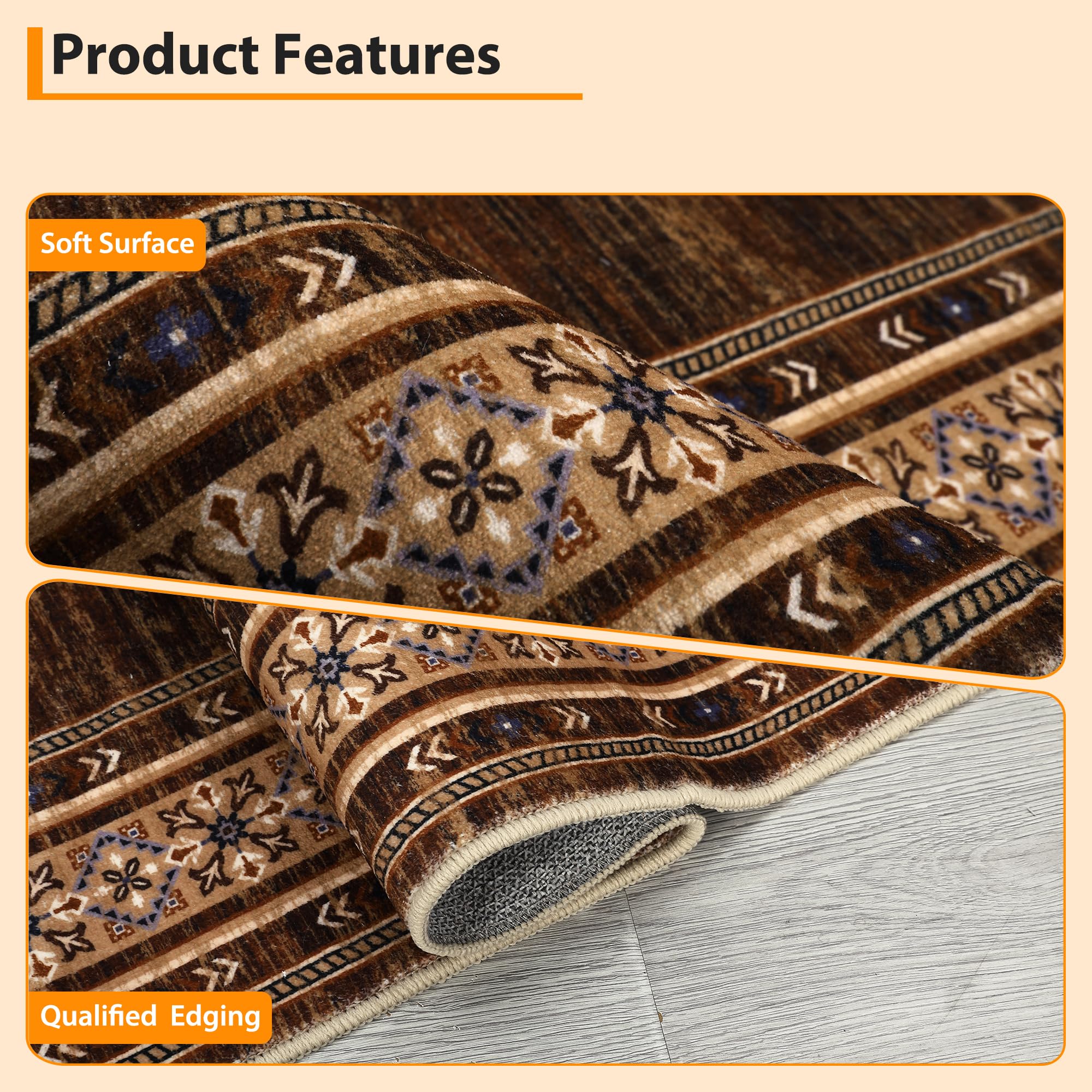 GARVEE Vintage Washable Rug - Stylish, Non-Slip, Stain-Resistant