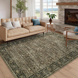 Garvee Camel Room Decor Area Rug Vintage Soft Printed Carpet Washable Non Slip 8x10ft Retro Striped Floor Mat - Camel