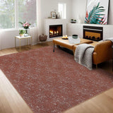 Garvee Living Room Rug 8X10 Large Soft Machine Washable Solid Contemporary Rug Brick Red Rug Indoor Carpet Non Slip Accent Rug Low Pile Foldable Rug for Nursery Office, Brick Red - Red