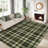 Garvee Plaid Olive Green 6x9 Machine Washable Area Rug with Rubber Backing Modern Print Decorative Plaid Low Pile Soft Irregular Plaid Carpet Foldable Rugs for Living Room Bedroom Kids Room - Olive Green