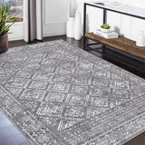Garvee Boho Grey 6x9 Area Rug for Living Room Washable Large Area Rug for Bedroom Distressed Soft Rug Moroccan Trellis Throw Rugs Non Slip Floor Carpet for Dining Room Stain Resistant - Gray