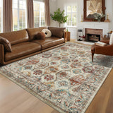 Garvee Persian Colorful 9x12 Machine Washable Area Rug – Vintage Distressed, Non-Slip, Stain-Resistant, Low-Pile Soft Carpet for Living Room, Bedroom, Nursery, or Dining Room - Colorful