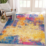 Garvee Area Rugs 9x12 Living Room Washable Rugs Modern Area Rug for Bedroom Abstract Rug Non Slip Carpet Throw Rugs Large Area Rug Stain Resistant Office Rug Classroom Rug 9'x12' Gold Multi - Colorful