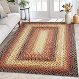 Garvee Bordered Red Multi 3x5 Washable Non Slip Braided Printed Bohemian Rug Living Room Bedroom Dining - Red Multi