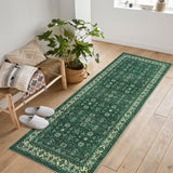 Garvee Green Washable Runner Rugs 2x6 Floral Non Slip Kitchen Vintage Boho Rug, Stain Resistant, Entryway, Bedroom, Bathroom - Green