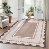 Garvee Washable Rugs 5x7 Brown Bordered Non Slip Rug for Living Room Bedroom Dining Room, Easy Clean, Non-Shedding - Chocolate Brown