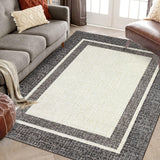 Garvee Bordered Brown 8x10 Rug Machine Washable Non-Slip Soft Low-Pile Durable for Living Room Bedroom Home - Brown