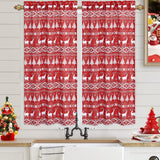 Garvee Christmas Short Curtains, Canvas Red Snowflakes Christmas Tree Deer Tier Curtains Blackout Rod Pocket Drapes for Short Window Cafe Curtain Tiers, 2 Panels, Red, 26" W x 45" L - Red