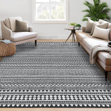 Garvee Washable Area Rug 3x5 Entryway Rug Washable Mat Black Rug Low Pile Non-Shedding Farmhouse Neutral Rug Indoor Soft Non Slip Carpet for Living Room Bedroom Dining Room Home Office Black - Black & White