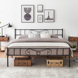 Garvee King Bed Frame Platform with Headboard and Footboard Metal Bed Mattress Foundation with Storage No Box Spring Needed Black - Black