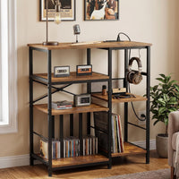 Garvee 4-Tier Record Player Stand & Media Console for Living Room - Holds 300+ Vinyl Records, Fits 7/10/12 in vinyl records - Color: Sunset Cloud