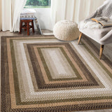 Garvee Bordered Moss Brown 8x10 Braided Washable Area Rug Large Non Slip Stain Resistant Living Room Bedroom Moss Brown - Moss Brown