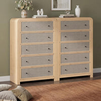 Garvee Tall 5-Drawer Dresser Chest for Bedroom, 47" Narrow Storage Organizer - Sturdy Wood Frame - Linen Drawer Fronts - Anti-Tip Kit, Log