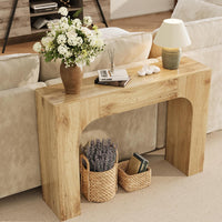 Garvee 47" Farmhouse Console Table Slim Wood Sofa Side Table Narrow Rustic Foyer Furniture for Living Rooms Hallways Apartments, Oak