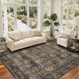 Garvee Floral 5x7 Bedroom Rugs Washable Distressed Non Slip Non Shedding Area Rug for Living Room Dining Room Office Yellow Taupe - Yellow Taupe