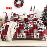 Garvee Christmas Duvet Cover King, Soft Brushed Microfiber Comforter Cover Sets, Reindeer Printed Holiday Theme Bedroom Decorative Bedding (King Size, Christmas Plaid Deer) - Black