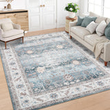 Garvee Large Area Rug 10x13 Washable Ultra Soft Low Pile Non Slip Modern Floral Green for Bedroom Living Room Under Table - Light Green