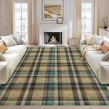 Garvee Washable 8x10 Area Rug Brown & Beige Plush Non Slip Checkered Rug for Living Room Bedroom Nursery - Brown&Beige