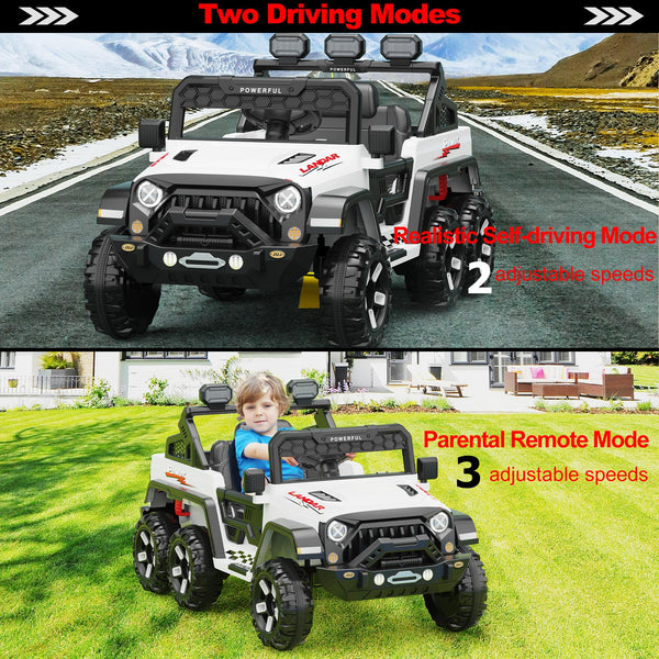 GARVEE Black 24V 4WD kids ride-on car with six EVA wheels